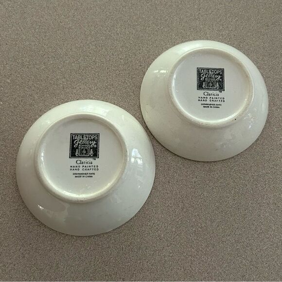 Tabletops Gallery Claricia Hand Painted Hand Crafted Small Ceramic Dish Set of 2 - Picture 2 of 3